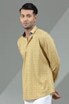 Buy_Albino_Yellow Blended Cotton Floret Pattern Shirt _Online_at_Aza_Fashions