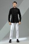 Buy_Albino_Black Knit Cotton Layered Shirt _at_Aza_Fashions