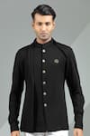 Buy_Albino_Black Knit Cotton Layered Shirt _Online_at_Aza_Fashions