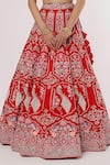 Sanjana Thakur_Red Silk, Organza, Viscose Pearls, Zardozi And Resham Bridal Lehenga Set _at_Aza_Fashions