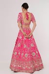 Sanjana Thakur_Pink Pure Raw Silk Hand Embroidered Thread V Neck And Zari Bridal Lehenga Set _Online_at_Aza_Fashions