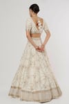 Sanjana Thakur_Ivory Pure Raw Silk Hand Embroidered Aari Plunge V Neck And Bridal Lehenga Set _Online_at_Aza_Fashions