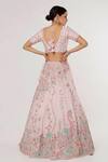 Sanjana Thakur_Pink Pure Raw Silk Hand Embroidered Pearl V Aari And Resham Bridal Lehenga Set_Online_at_Aza_Fashions