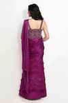 Shop_Sanjana Thakur_Purple Corset 100% Nylon Saree Viscose Gaji Silk Pre-draped With Blouse _at_Aza_Fashions