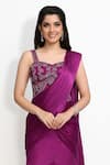 Buy_Sanjana Thakur_Purple Corset 100% Nylon Saree Viscose Gaji Silk Pre-draped With Blouse _Online_at_Aza_Fashions