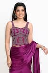 Shop_Sanjana Thakur_Purple Corset 100% Nylon Saree Viscose Gaji Silk Pre-draped With Blouse _Online_at_Aza_Fashions