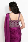 Sanjana Thakur_Purple Corset 100% Nylon Saree Viscose Gaji Silk Pre-draped With Blouse _at_Aza_Fashions