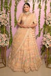 Buy_Sanjana Thakur_Peach Blouse And Lehenga Pure Raw Silk Hand Embroidery Resham Bridal Set _at_Aza_Fashions