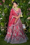 Buy_Sanjana Thakur_Red Blouse And Lehenga Pure Raw Silk Embroidery Flower & Peacock Bridal Set _at_Aza_Fashions