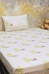 Buy_Masaya_Grey Hypoallergenic Cotton Hand Block The Adventures Of Mamma And Me Bedsheet Set _at_Aza_Fashions