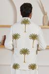 Shop_Label Kheerganga_White Cotton Palm And Polka Dots Nehru Jacket_at_Aza_Fashions