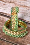 Studio6 Jewels_Green Beads, Diamonds Kundan Embellished Bangles - Set Of 2 _at_Aza_Fashions