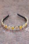 Shop_Foot Fuel_Gold Beads, Stones Drop Studded Hairband _at_Aza_Fashions