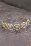 Buy_Foot Fuel_Gold Beads, Crystals Floral Cut Out Hairband _at_Aza_Fashions