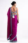 Shop_Vvani by Vani Vats_Wine Saree - Satin Chiffon Embellished Mirrors Plunge Neck With Blouse _at_Aza_Fashions