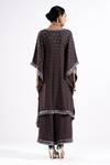 Shop_Vvani By Vani Vats_Gray V-neck Mirror And Chheeta Work Kaftan Set _at_Aza_Fashions