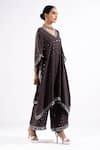 Shop_Vvani By Vani Vats_Gray V-neck Mirror And Chheeta Work Kaftan Set _Online_at_Aza_Fashions