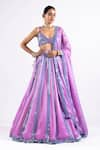 Buy_Vvani by Vani Vats_Purple Lehenga And Dupatta - Satin Organza Embellished Mirrors Scoop Seam Set _Online_at_Aza_Fashions