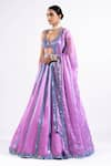 Shop_Vvani by Vani Vats_Purple Lehenga And Dupatta - Satin Organza Embellished Mirrors Scoop Seam Set _Online_at_Aza_Fashions