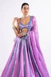 Vvani by Vani Vats_Purple Lehenga And Dupatta - Satin Organza Embellished Mirrors Scoop Seam Set _at_Aza_Fashions