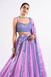 Buy_Vvani by Vani Vats_Purple Lehenga And Dupatta - Satin Organza Embellished Mirrors Scoop Seam Set 