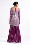 Shop_Vvani By Vani Vats_Wine Georgette, Net Embroidery, Mirrors Scoop Neck Straight Kurta Sharara Set _at_Aza_Fashions