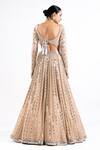 Shop_Vvani By Vani Vats_Beige Georgette, Satin, Organza Mirrors Linear Pattern Work Bridal Lehenga Set _at_Aza_Fashions