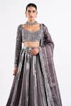 Buy_Vvani by Vani Vats_Grey Lehenga And Dupatta - Satin Organza Embellished Mirrors V Georgette Set _Online_at_Aza_Fashions