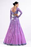 Shop_Vvani by vani vats_Purple Georgette, Satin, Organza Mirrors Linear Drop Hand Cut Work Lehenga Set _at_Aza_Fashions