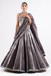 Buy_Vvani By Vani Vats_Grey Georgette, Satin Mirrors Scoop Neck Real Embellished Lehenga Set 