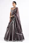 Vvani By Vani Vats_Grey Georgette, Satin Mirrors Scoop Neck Real Embellished Lehenga Set _Online