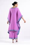 Shop_Vvani By Vani Vats_Purple V-neck Mauve Scallop Border Kaftan And Palazzo Set _at_Aza_Fashions