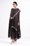 Shop_Vvani By Vani Vats_Grey Georgette, Silk Mirrors, Embroidery Round Asymmetric Hem Kurta Palazzo Set _Online_at_Aza_Fashions