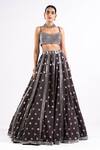 Vvani By Vani Vats Grey Georgette, Satin, Organza Mirrors Scoop Neck Embroidered Lehenga Set Online at Aza Fashions Vvani By Vani Vats_Grey Georgette, Satin, Organza Mirrors Scoop Neck Embroidered Lehenga Set _Online_at_Aza_Fashions
