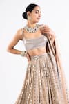 Shop Vvani By Vani Vats Beige Georgette, Satin, Organza Linear Pattern Embellished Bridal Lehenga Set at Aza Fashions Shop_Vvani By Vani Vats_Beige Georgette, Satin, Organza Linear Pattern Embellished Bridal Lehenga Set _at_Aza_Fashions