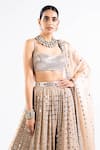 Buy Vvani By Vani Vats Beige Georgette, Satin, Organza Linear Pattern Embellished Bridal Lehenga Set Online Buy_Vvani By Vani Vats_Beige Georgette, Satin, Organza Linear Pattern Embellished Bridal Lehenga Set _Online