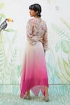 Shop Basil Leaf Pink Chiffon Tassels, Embroidery V-neck Ombre Handkerchief Kurta And Pant Set at Aza Fashions Shop_Basil Leaf_Pink Chiffon Tassels, Embroidery V-neck Ombre Handkerchief Kurta And Pant Set_at_Aza_Fashions