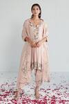 Buy_Neelu Sethi_Pink Habutai Silk Hand Embroidered Pearl Notched Round And Dabka Anarkali Set _at_Aza_Fashions