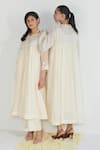 Neelu Sethi_Off White Handloom Chanderi Embroidered Resham Gathered And Pant Set _Online_at_Aza_Fashions