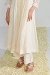 Neelu Sethi_Off White Handloom Chanderi Embroidered Resham Gathered And Pant Set _at_Aza_Fashions