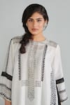 Buy_Neelu Sethi_White Kurta Cotton Silk Printed Block Round Neck Panelled With Pant _Online_at_Aza_Fashions