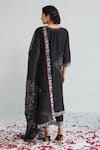 Shop_Neelu Sethi_Black Cotton Silk Embroidered Cut Dana Notched Round Kurta Pant Set _at_Aza_Fashions
