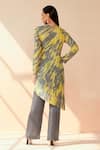 Shop_Seven_Yellow Modal Satin Tie-dye Round Pattern Asymmetric And Palazzo Set _at_Aza_Fashions
