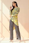 Buy_Seven_Yellow Modal Satin Tie-dye Round Pattern Asymmetric And Palazzo Set _Online_at_Aza_Fashions