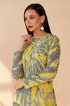 Seven_Yellow Modal Satin Tie-dye Round Pattern Asymmetric And Palazzo Set _at_Aza_Fashions