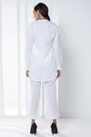 Shop_Seven_White Cotton, Linen Collared Solid Top And Pant Set_at_Aza_Fashions