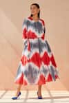 Buy_Seven_Grey Cotton Round Neck Bohemail Tie-dye Pattern Dress_Online_at_Aza_Fashions