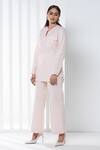Buy_Seven_Pink Cotton, Linen Split V-neck Top And Pant Set_Online_at_Aza_Fashions