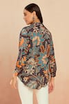 Shop_Seven_Multi Color Bamberg Satin Printed Botanical Shirt Collar  _at_Aza_Fashions