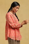 Buy_Ritu Kumar_Peach Printed Floral Round Floret Pintuck Kurta With Inner _Online_at_Aza_Fashions